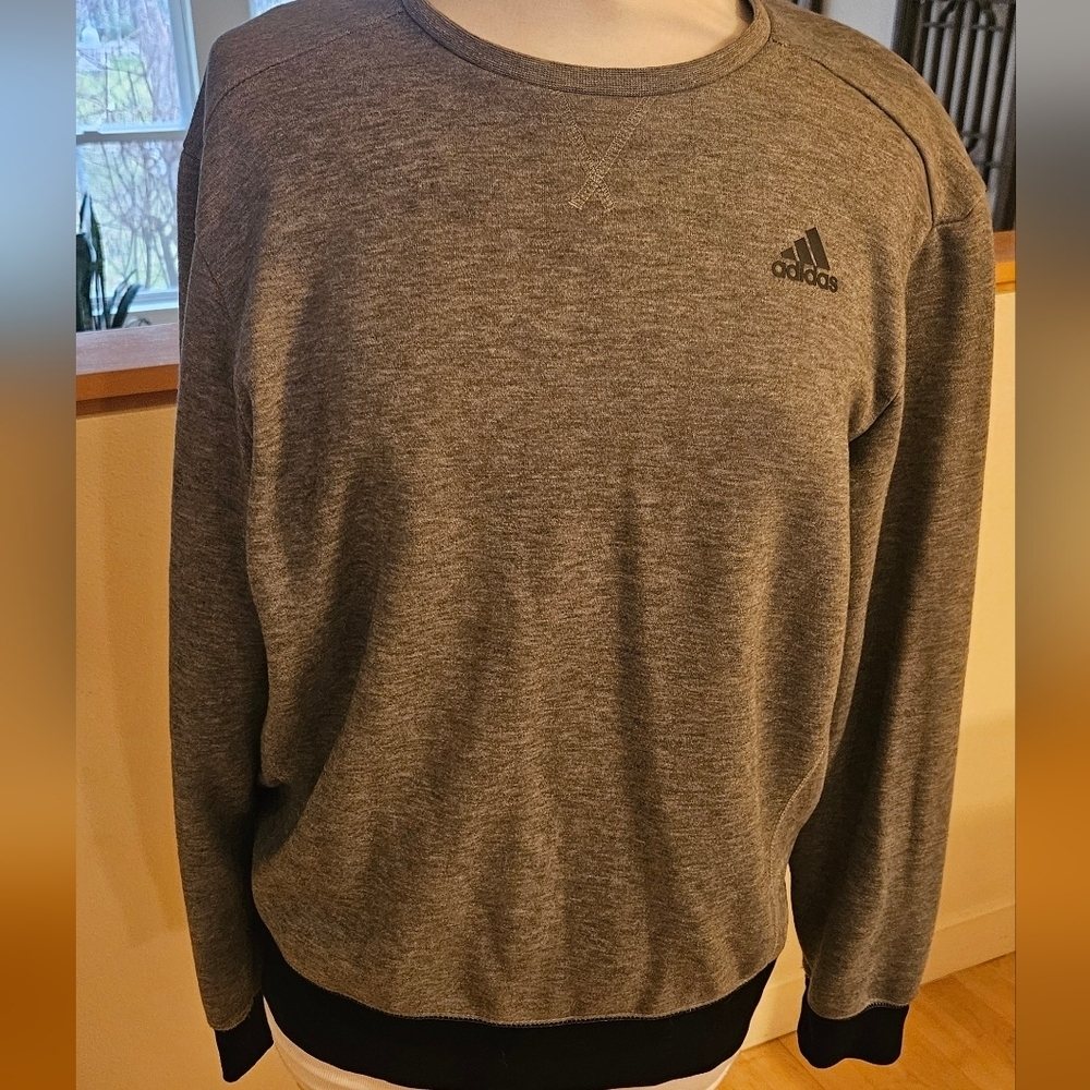 Adidas Essentials Trefoil Banded Crewneck Sweatshirt Men's M/Women's L Grey - Picture 6 of 6